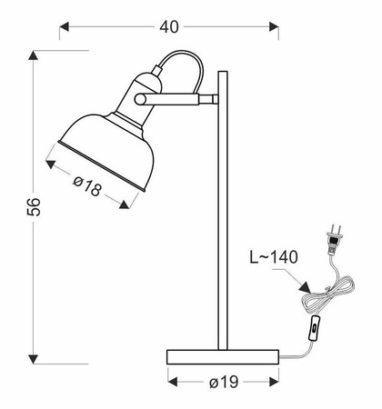 Lampka stołowa czarna regulowana Reno 41-80066
