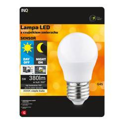 Żarówka LED E27 G45 5W ciepła 3000K z czujnikiem zmierzchu