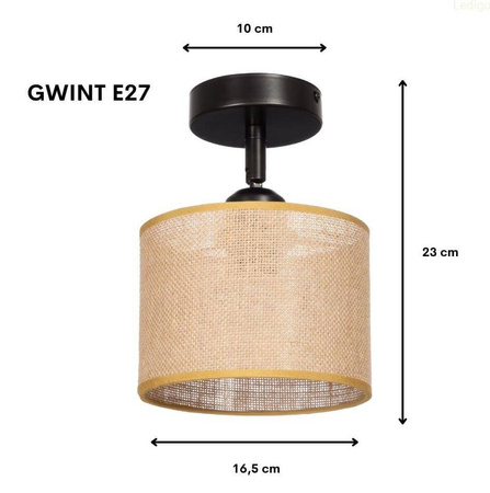 Lampa sufitowa regulowana juta abażur Natural boho 1xE27