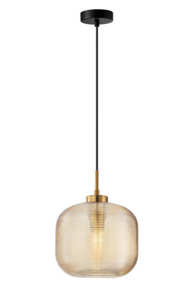 Lampa Wisząca z Metalu i Szkła bursztynowa Beryl