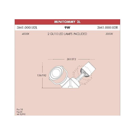 Oprawa MINITOMMY 2L szary X LED GU10 2x4,5W 4000K