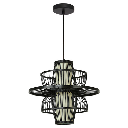 Rattanowa lampa wisząca Astra czarna 1xE27 Boho