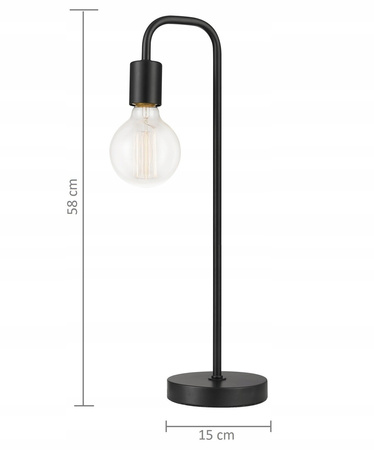 Lampa stołowa E27 czarna metalowa industrialna