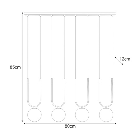 Poczwórna lampa wisząca ze złotymi dekoracjami K-5592 z serii ENZO