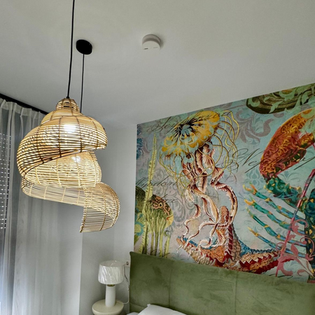 Rattanowa lampa wisząca Shella 60 cm jasne drewno 1xE27