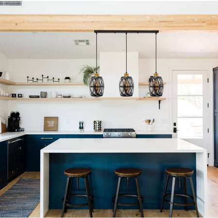 Lampa wisząca na listwie  witrażowa czarna metalowa  