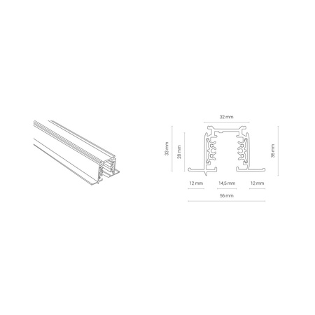 Nowodvorski Szyna biała CTLS RECESSED TRACK 3 CIRCUIT 1M