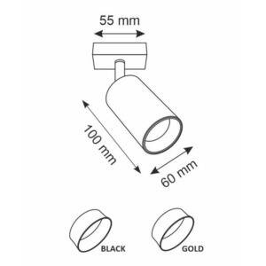 Lampa ścienno-sufitowa MARIBEL 1 GU10 czarno-złota + czarny pierścień