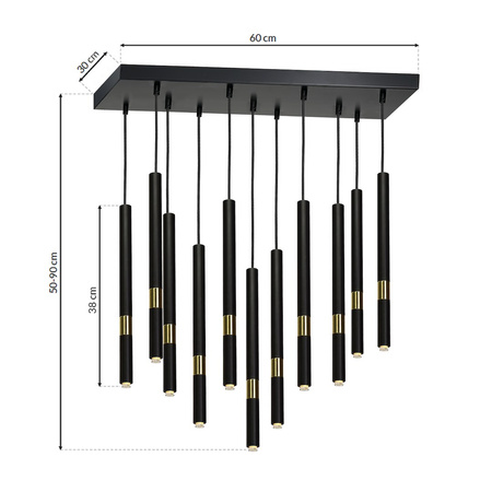 Lampa wisząca MONZA BLACK / GOLD 11xG9 8W
