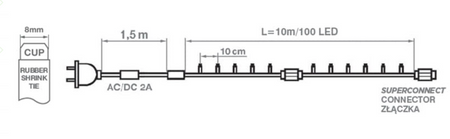 Lampki choinkowe 100 LED IP65 niebieskie IP65  10m