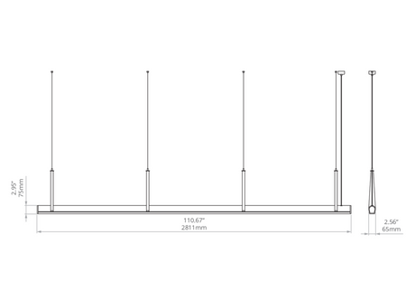 Kluś Lampa wisząca LED Tulip TU BEAM ZW L=2811mm, DOT/Blenda, 25W, 3000K, DALI, COASTAL