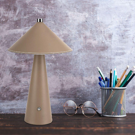 Lampka Biurkowa Nocna V-TAC 3W LED 33cm CCT Ładowanie USB-C Ściemnianie Brązowa Skóra 