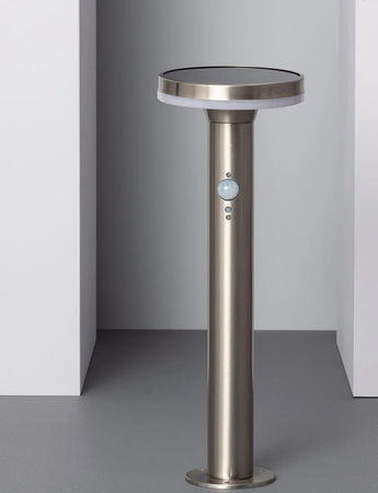 Słupek ogrodowy solarny LED Helios Inox z Czujnikiem Ruchu PIR 45cm