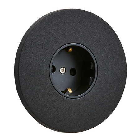 Gniazdo schuko podtynkowe okrągłe metalowe TOGGLICA ROUND czarny mat