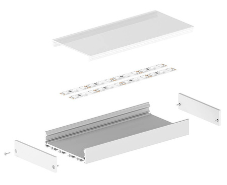 Profil do taśm LED P20-1 architektoniczny biały szeroki 2m