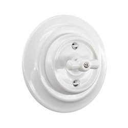 Włącznik ceramiczny obrotowy żaluzjowy podtynkowy biały z ramką