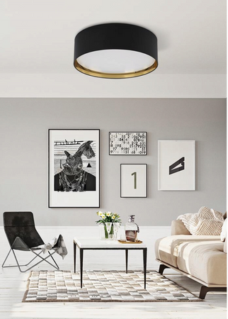 Lampa sufitowa plafon 45cm czarno złoty 4xE27 okrągły