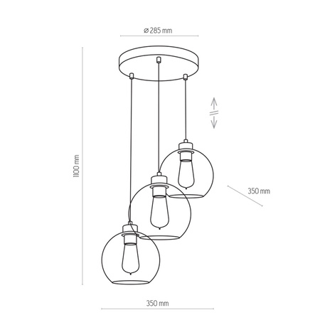 Lampa wisząca CUBUS GRAPHITE 3xE27 koło