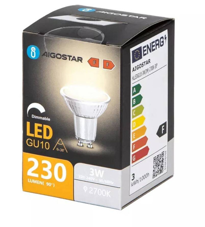 Żarówka LED GU10 3W 2700K ściemnialna z wąskim kątem świecenia