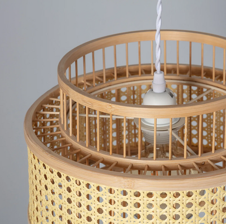 Rattanowa Lampa wisząca pleciona E27 naturalna Boho