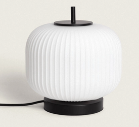 Lampka nocna stołowa z Metalu i Szkła Beca biała czarna