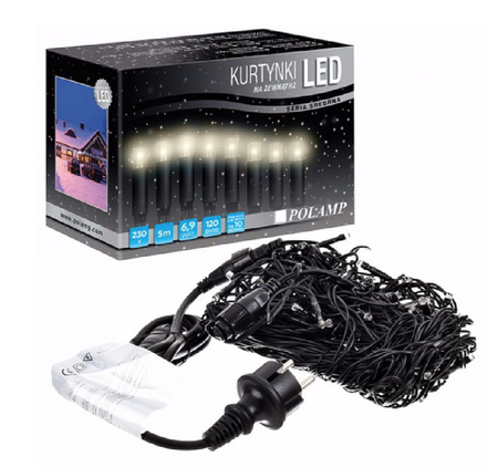 Kurtynka świetlna 120 LED SOPLE biała ciepła IP44 5mb 
