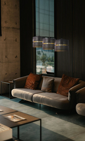 Czarna lampa wisząca z dwuczęściowym abażurem K-5220 z serii ZIMBO