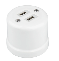 Gniazdo ceramiczne natynkowe podwójne USB białe