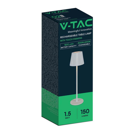 Lampka Biurkowa Nocna V-TAC 4W LED 37cm Ładowanie USB Ściemnianie Biała VT-1028 3000K-6000K 150lm