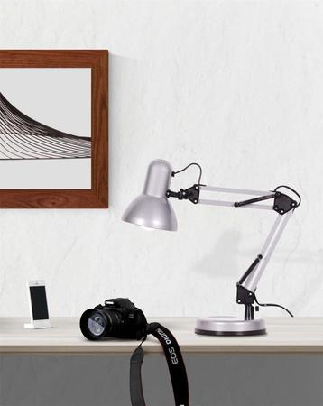 Industrialna, składana lampka biurkowa K-MT-COSMO SREBRNY z serii COSMO