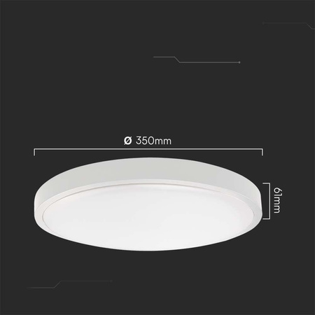 Plafon V-TAC 24W LED Okrągły 35cm Natynkowy Pilot Czujnik Ruchu IP44 Biały VT-8624S 3000K 2500lm