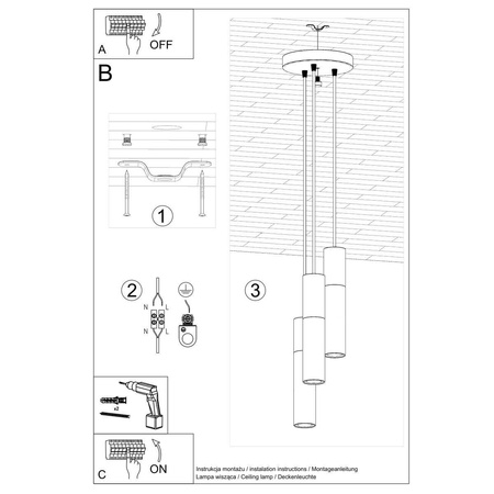 Lampa wisząca BORGIO 3P czarny
