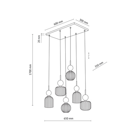 SOPHIA GREEN COGNAC LAMPA WISZĄCA 6XE14