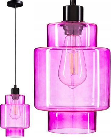 Lampa wisząca szklana różowa nowoczesna EP017