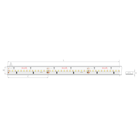 Kluś Taśma LED KWP-27T50-1440-24, 2700K, 1162 lm/m, 14.4 W/m, IP65