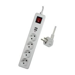 Przedłużacz 4G z włącznikiem 2xUSB biały 3M