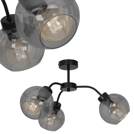 Szklana Lampa sufitowa SOFIA SMOKED 3xE27