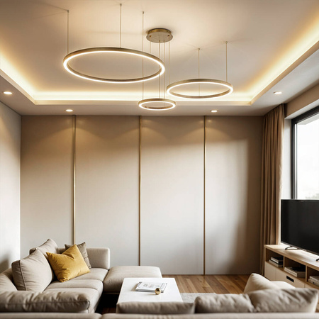 Lampa wisząca Mundo okręgi 72W CCT złota pilot