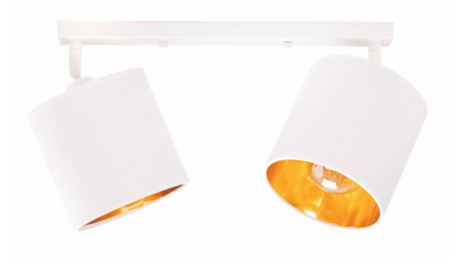 Lampa sufitowa reflektor 2xE27 listwa biało złota 40cm