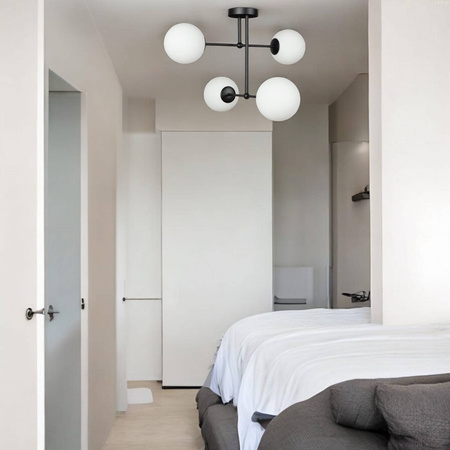 Lampa sufitowa czarna Milano Tower 4xE14 mleczne kule