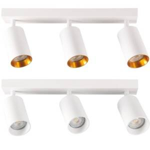 Lampa ścienno-sufitowa MARIBEL 3 GU10 biała + złote pierścienie