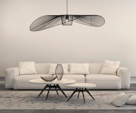 Druciany, czarny żyrandol do eleganckiego biura KP-21 z serii KAPELUSZ