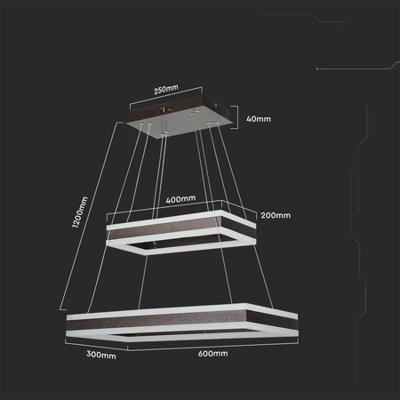Oprawa Zwieszana LED V-TAC 100W Soft Light Chandelier Ściemnianie Kawowy VT-101-2D-C-N 3000K 6300lm 3 Lata Gwarancji