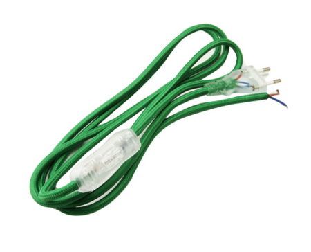 Przewód w oplocie kabel z wtyczką 2m zielony włoski