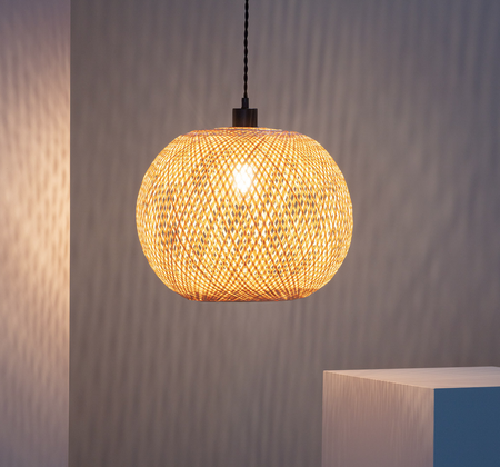 Bambusowa Lampa wisząca pleciona E27 naturalna Boho
