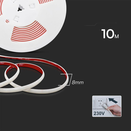 Taśma LED 230V V-TAC Bezpunktowa COB 286LED/m 12,5W/m Rolka 10mb VT-2025 286-10M 3000K 1100lm