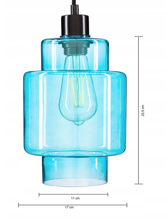 Szklana lampa wisząca niebieska E27 nowoczesna