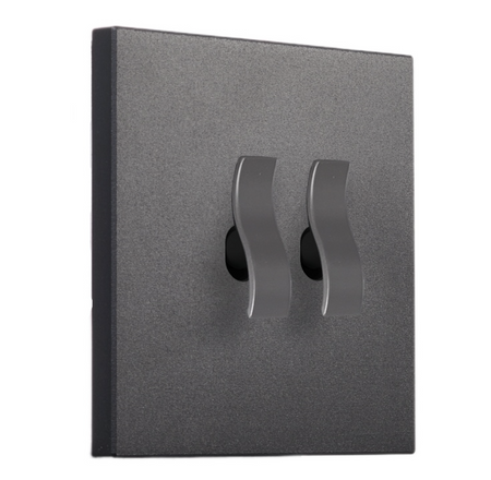 Włącznik podtynkowy podwójny / schodowy TOGGLICA WAVE kwadratowy CZARNY MAT