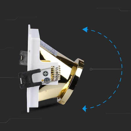 Oczko V-TAC GU10 Wpuszczane Białe/Złoty Kwadrat VT-875-WG 3 Lata Gwarancji
