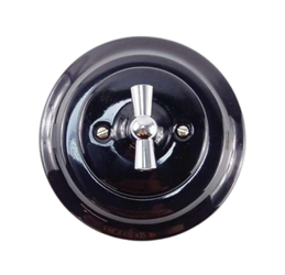 Włącznik ceramiczny obrotowy podtynkowy czarny ze srebrnym pokrętłem